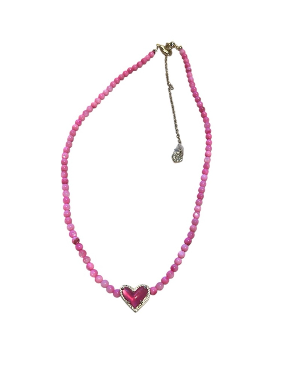 NWOT Kendra Scott Gemstone Heart Beaded Pendant Necklace in Pink - Picture 3 of 10